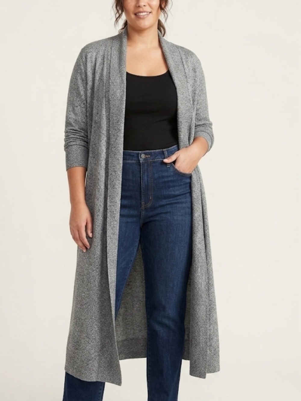 Worthington Gray Duster Cardigan Sweater Sz 2X
